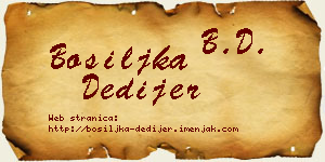 Bosiljka Dedijer vizit kartica